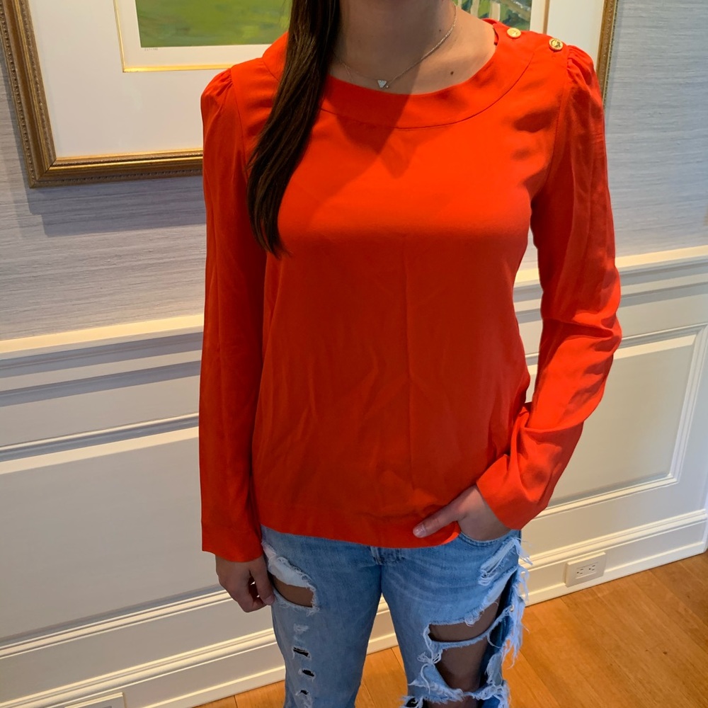 Chloé Bright silk blouse with gold button detail